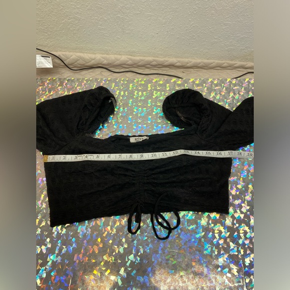 Fairycore Whimsigoth Ren Faire Bubble Sleeve Ruched Crop Top & Tulle Skirt M/L - Picture 9 of 16